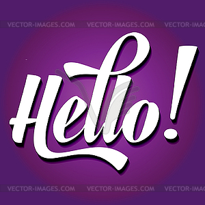 Paper cut word HELLO on ultraviolet background - vector clip art