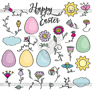 Set of Easter design elements. Perfect for holiday d - vector image