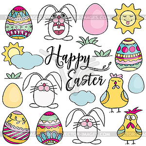 Set of Easter design elements. Perfect for holiday d - vector image