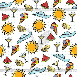 Doodle cartoon seamless pattern summer holiday - vector clip art