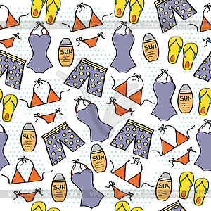 Doodle cartoon seamless pattern summer holiday - vector clipart