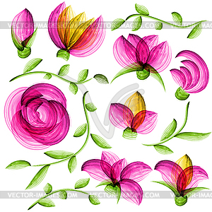 Watercolor floral elements - vector clip art