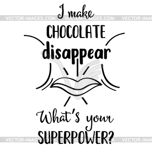 Забавная цитата о шоколаде - векторное изображение