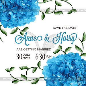 Beautiful floral wedding invitation in watercolor - vector clipart