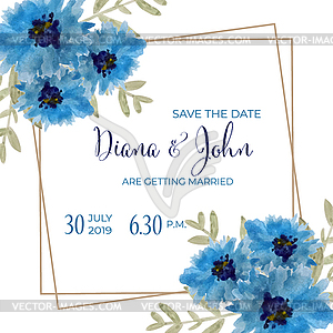 Beautiful wedding invitation with watercolor - vector EPS clipart