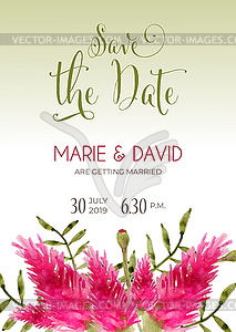 Beautiful wedding invitation with watercolor - vector clipart