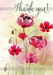 Красивая акварельная цветочная открытка с сообщением - стоковое векторное изображение