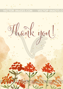 Beautiful watercolor floral card with message  - vector image