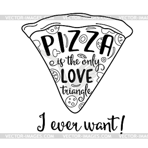 Забавная цитата о любви и пицце - клипарт в векторе / векторное изображение