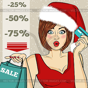 Рекламный рождественский постер с поп-артом - клипарт в векторном виде