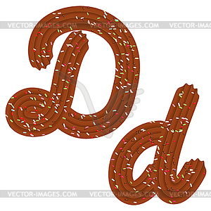 Tempting tipography. Font design. 3D letter D of - vector image