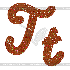 Tempting tipography. Font design. 3D letter T of - vector image