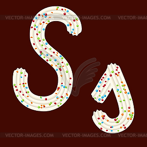 Tempting tipography. Font design. 3D letter S of - color vector clipart