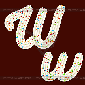 Tempting tipography. Font design. 3D letter W of - vector image