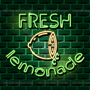 Fresh lemonade neon advertising sign - vector clipart