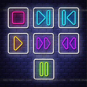 Big collection neon music symbols. Neon symbols - vector image