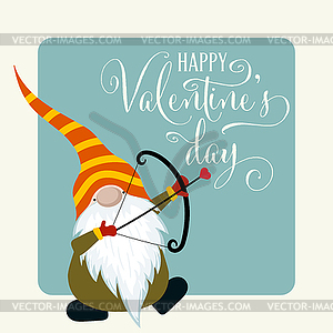 Download Gnome With Cupid Bow Valentine S Day Card Vector Clipart