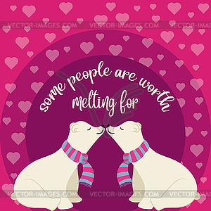 Beautiful banner with polar bears in love - vector clipart / vector image