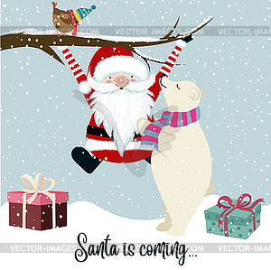 Santa is coming - color vector clipart