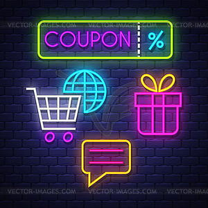 E-commerce neon signs collection - vector clip art