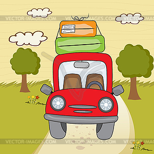 Summer holiday car on road - vector image