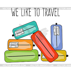 Suitcases waiting for travel - vector image