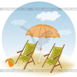 Beach scene. Summer holiday poster - vector image