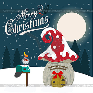 Beautiful flat design Christmas card with fairy - vector clip art