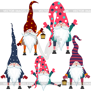 Beautiful flat design gnomes collection. items - color vector clipart