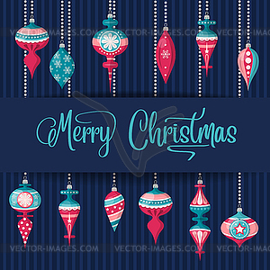 Christmas card with Christamas balls and wishes. - vector clipart / vector image