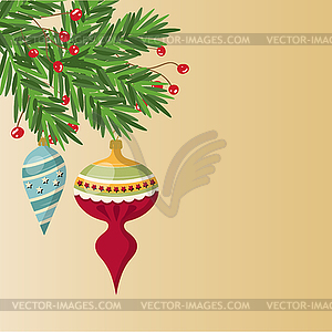 Delicate customizable Christmas card with balls - vector clip art