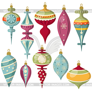 Коллекция красивых новогодних шаров - изображение векторного клипарта