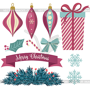 Beautiful Christmas decoration collection - vector clipart