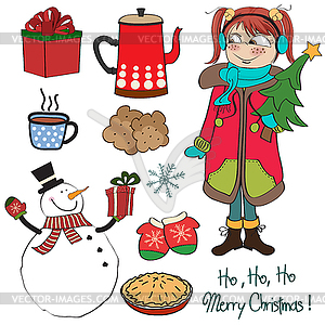 Christmas items collection - vector clip art