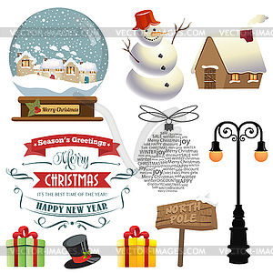 Cute , Christmas items collection - vector clipart / vector image