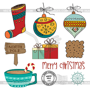 Hand draw Christmas items collection - vector clip art