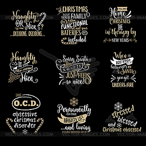 Christmas quotes collection on black - vector image