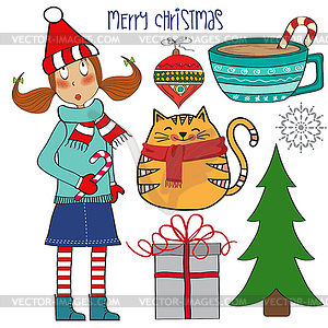 Cute , Christmas items collection - vector clipart