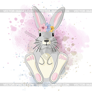 Cute watercolor bunny - vector image