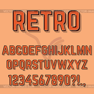 Retro 3D Alphabet Letters, Numbers and Symbols - vector image