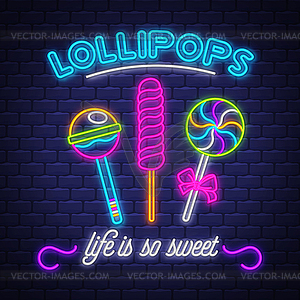 Lollipops Shop- Neon Sign . Lollipops Shop - neon - royalty-free vector image