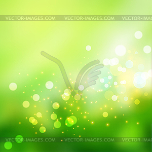 Bokeh lights effect on fresh green gradient - vector clipart