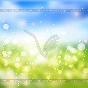 Bokeh lights effect on fresh spring gradient - vector image