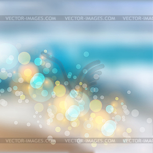 Bokeh lights effect on beach gradient background - vector clip art