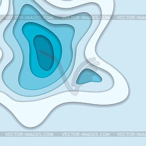 Abstract blue 3d paper cut background - vector clip art