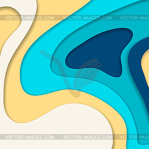 Abstract blue and yellow 3d paper cut background - vector clipart
