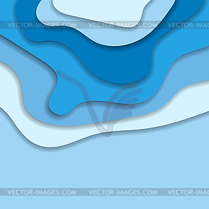 Abstract blue 3d paper cut background - vector image