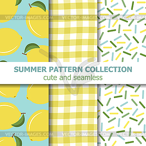 Cute summer pattern collection. Lemon theme. - vector clip art