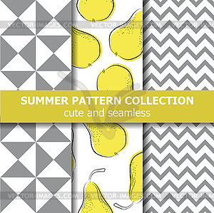 Cute summer pattern collection. Pears theme. - vector clipart