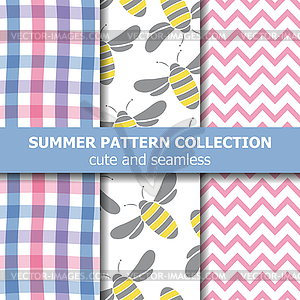 Summer pattern collection. Bees theme. Summer banner - vector image